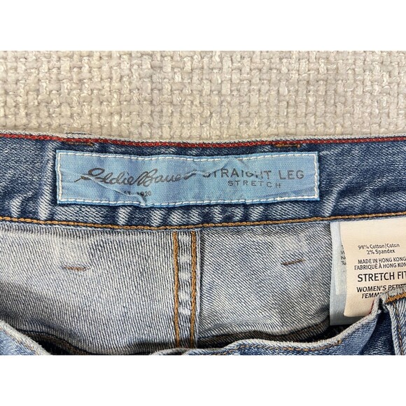 Eddie Bauer Jeans Straight Stretch Women's Size 18P Blue Denim Medium Wash - Picture 5 of 11